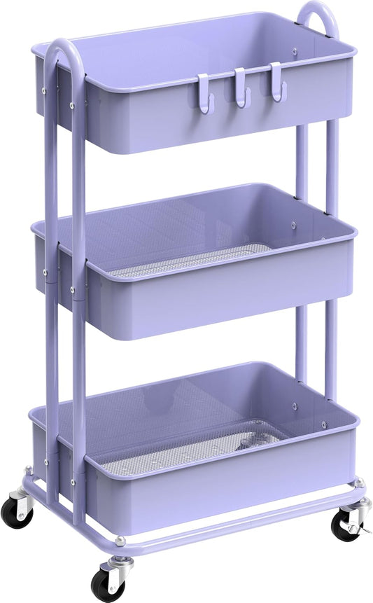 3-Tier Heavy Duty Metal Utility Rolling Cart